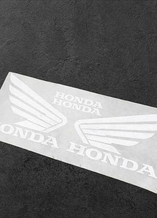 Белые без фона наклейки на мотоцикл бак пластик хонда honda крылья ангела плоттерная порезка пленки