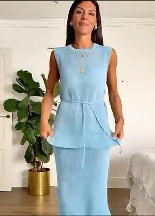 Классный трикотажный костюм с юбкой нежного голубого цвета zara
🌟🌟🌟🌟🌟🌟🌟🌟🌟🌟🌟🌟🌟
