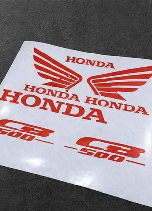 Червоний комплект наклейки на мотоцикл бак пластик honda cb 500 наклейки на мотоцикл бак пластик хонда сб