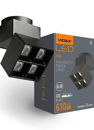 Світильник магнітний трековий videx le24b 7.5w 4000k 48v black