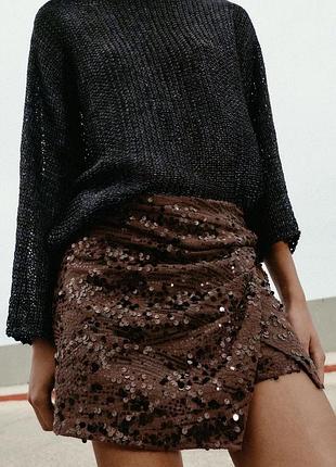 Міні спідниця жіноча коричнева zara new