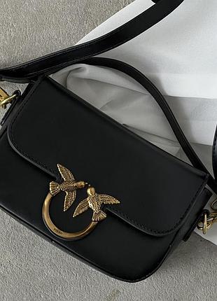 Модна жіноча сумка повсякденна чорного кольору love box bag pinko зручна маленька елегантна сумочка через плече пінко