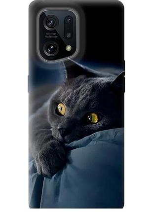 Чехол силиконовый на телефон oppo find x5 дымчатый кот "825u-2602-58250"