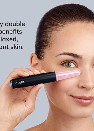 Ручка-масажер для обличчя з рожевим кварцом geske smartappguided double-sided rose quartz depuffing pen 7в1