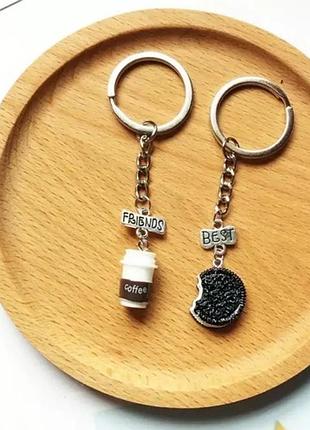 Парные брелки для друзей best friends oreo coffee лучшие друзья