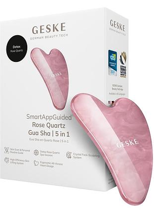 5в1 масажер-скребок гуаша із рожевого кварцу geske smartappguided rose quartz gua sha 5в1