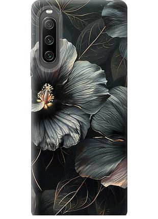 Чехол силиконовый на телефон sony xperia 10 iv черные цветы "6031u-2789-58250"