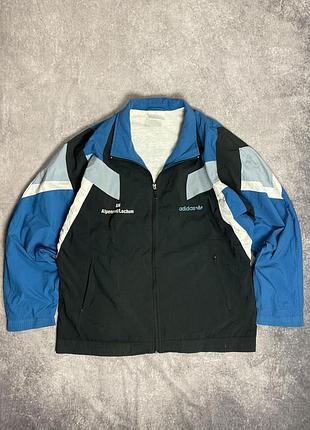 Вінтажна олімпійка adidas l-xl чорна з синіми та білими вставками