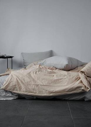 Постельное белье вареный хлопок (washed cotton), цвет беж , индивидуальный пошив полуторный, беж