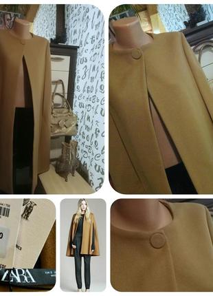 Zara шикарный кейп пальто из вирджинский шерсти1 фото
