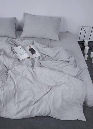 Постельное белье вареный хлопок (washed cotton), цвет светло серый, индивидуальный пошив полуторный, светло серый