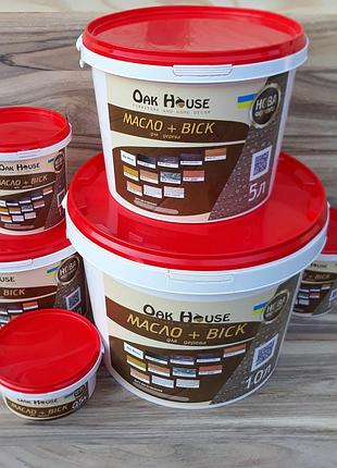 Масло льняное и воск для дерева oak house цвет дуб, 0,5 л