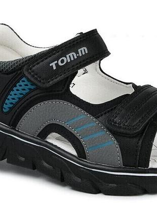 Детские босоножки с закрытой пяткой на 2 липучках для мальчика, черный, 27, 30
