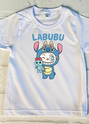 Дитяча та підросткова футболка "labubu" (біла)