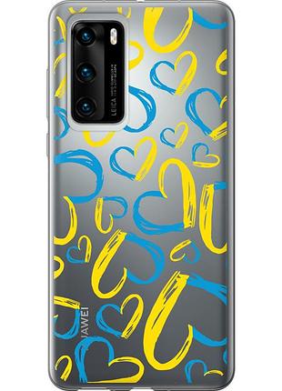 Чехол силиконовый патриотический на телефон huawei p40 сердца ua "5292u-1840-58250"