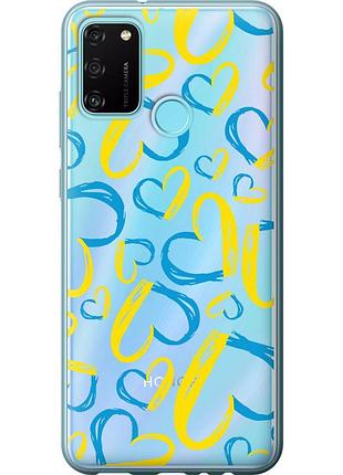 Чехол силиконовый патриотический на телефон huawei honor 9a сердца ua "5292u-1900-58250"