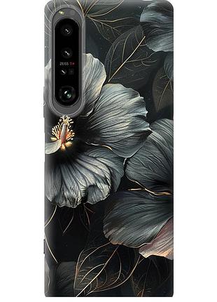 Чехол силиконовый на телефон sony xperia 1 iv черные цветы "6031u-2787-58250"