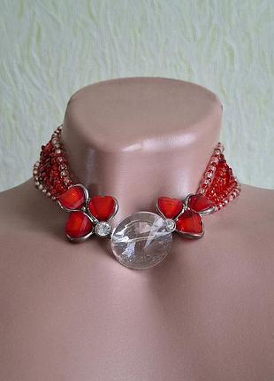 Чокер. кольє бісер, скло. вінтаж. ручна робота.