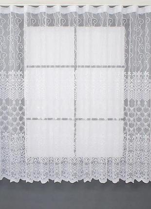 Тюль жаккард корткий белый 160х300 2.5