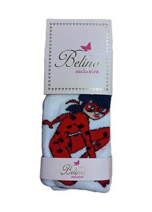 Колготы детские для девочки белого цвета с принтом 98-104 см /3-4 года тм belino