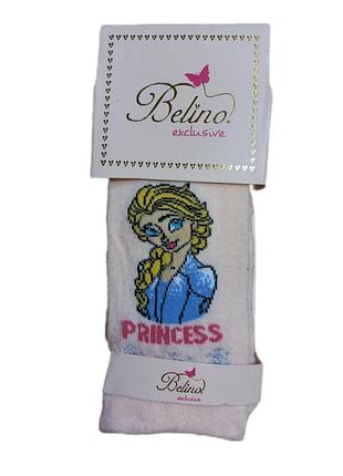 Колготы детские для девочки 122-128 см розовые с принтом 7-8 лет тм belino