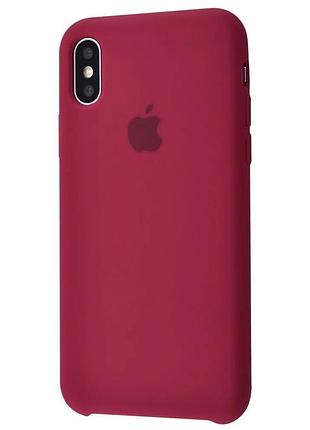 Чохол для iphone xs max силіконовий з мікрофіброю soft touch відкритий низ з логотипом apple rose red