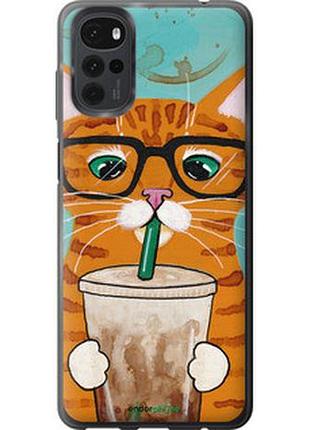 Чохол на motorola g22 зелено-очевий кіт в окулярах "4054u-2681-2448"