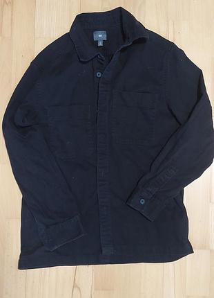 👉 рубашка h&amp;m черная, легкий деним, oversize, размер s