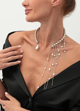 Необычное ожерелье колье с целями жемчуга