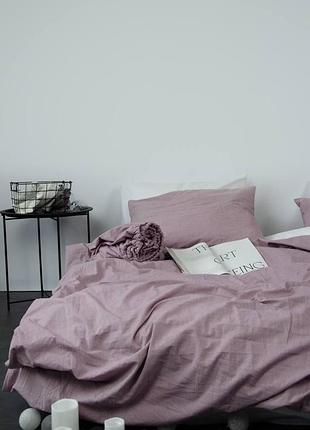 Постельное белье вареный хлопок (washed cotton), цвет лилловый, индивидуальный пошив сімейний, лилловый