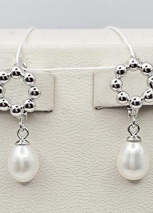 Сережки серебряные с жемчугом 3,71 г