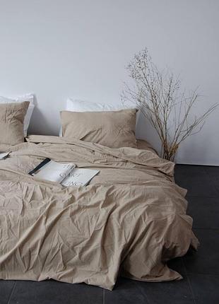 Постельное белье вареный хлопок (washed cotton), цвет мокко, индивидуальный пошив двоспальний, мокко