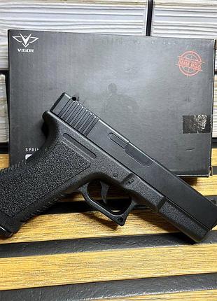 Детский игрушечный пружинный пистолет глок 17/glock 17 | пластиковый пистолет на 6мм. пульках|