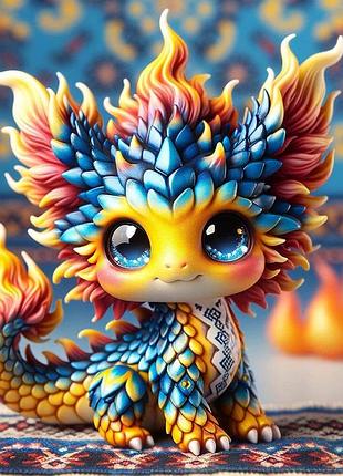 Алмазная мозаика дракончик для детей на подрамнике 20х20 см комплект в коробке dreamtoys украинский стиль