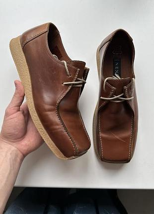 Мужские туфли next brown leather shoes | square toe | made in portugal | 43