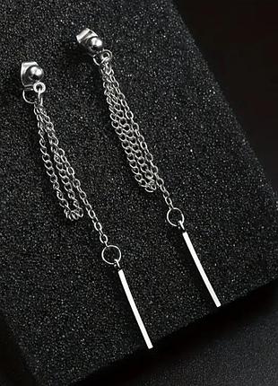 Серьги корейские длинные из стали, рок, панк