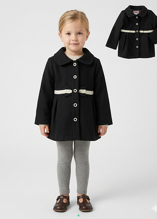 Стильное класическое пальто для девочки с бантом