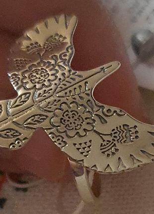Каблучка пташка горлиця вишиванка, голубка срібло 925 проба 17