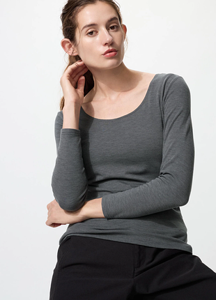 Термолонгслив с содержанием хлопка с круглым вырезом heattech extra warm от uniqlo