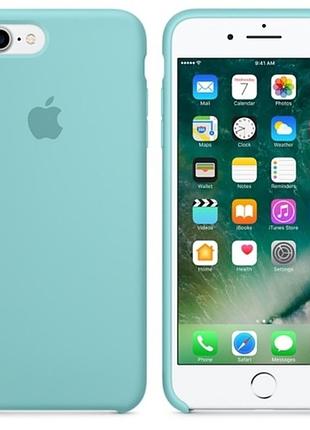 Чохол silicone case для iphone 7 plus та 8 plus сумісний soft touch мікрофібра відкритий низ turquoise