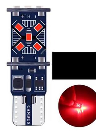T10 w5w led лампа 12v 2w canbus (обманка) красная в передние габариты