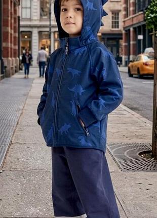 Курточка softshell на флісі з капюшоном та шипами принт динозаври 🦕 h&m (швеція)