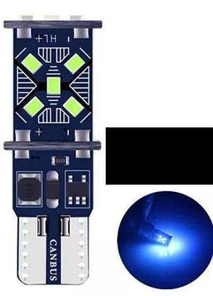 T10 w5w led лампа 12v 2w canbus (обманка) синяя в передние габариты