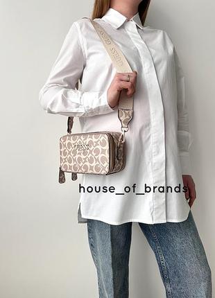 Жіноча брендова сумка guess lewistown double zip crossbody сумочка гезз камера кросбоді на подарунок дружині подарунок дівчині