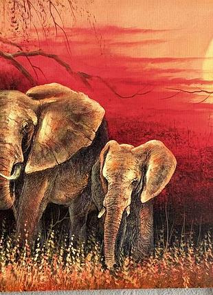 Картина 🖼️ слони 🐘 прямокутна без рамки 🖼️