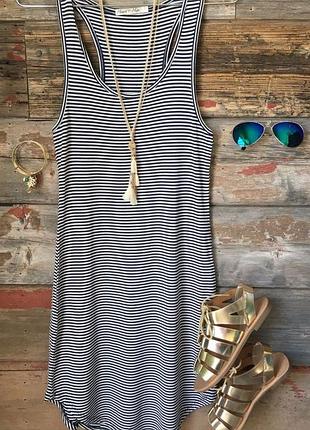 Сарафан в полоску черно-белый