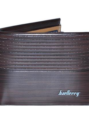 Гаманець чоловічий baellerry wood компактний bi-fold з екошкіри коричневий 002
