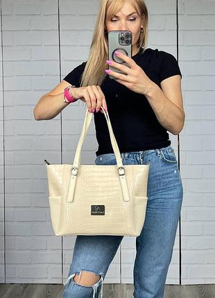 Женская сумка под формат а4 кремовый
