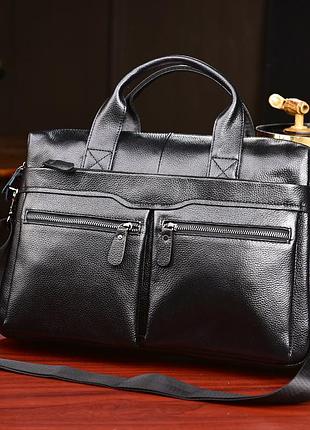 Кожаный портфель мужской a4, сумка для ноутбука 3 в 1 размер 40*30 см деловой. натуральная кожа кладь ручная