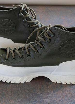 Кожаные  высокие кеды converse chuck taylor all star lugged winter 2.0, размер 41 (хаки/оливковый зеленый)